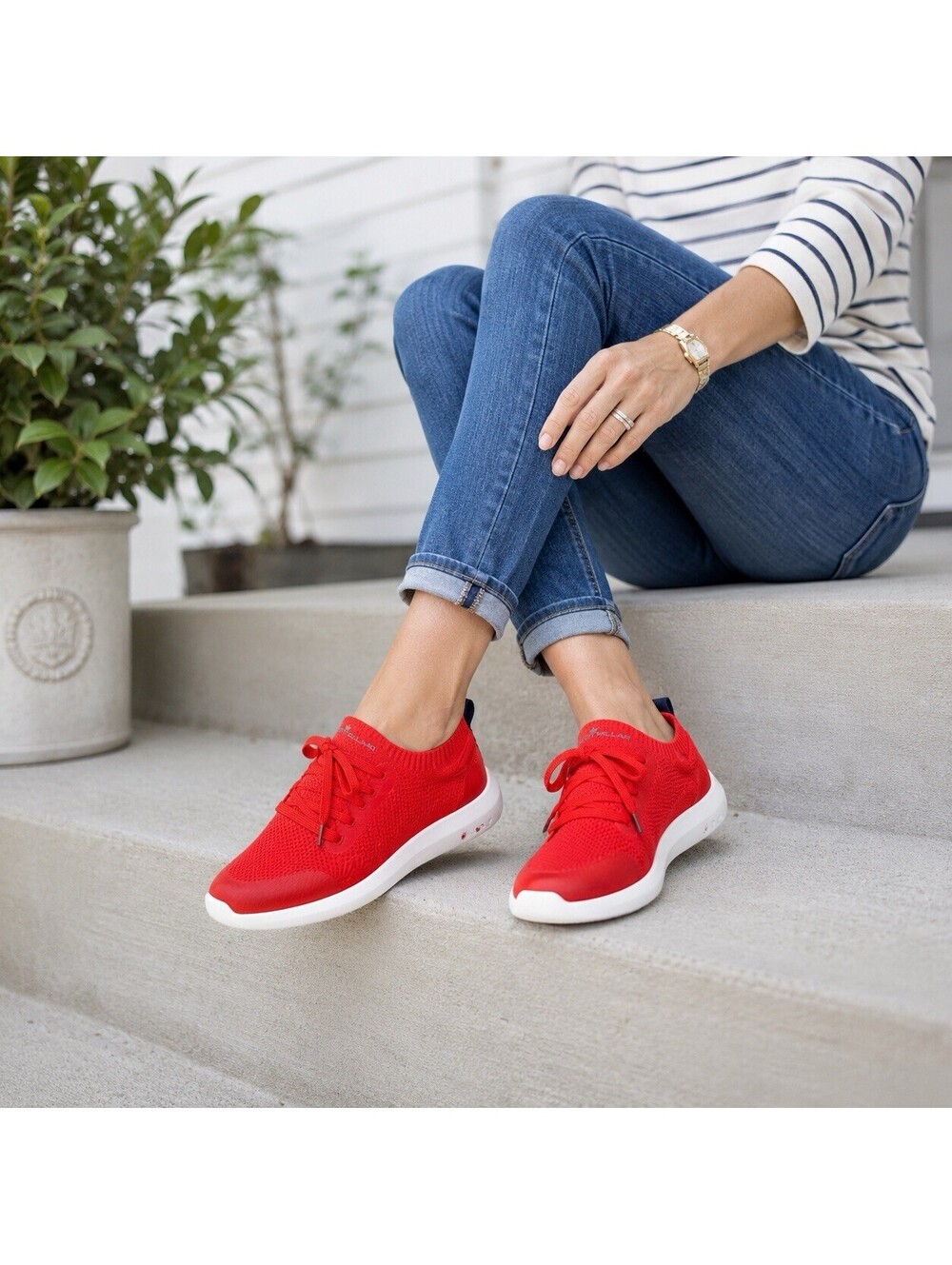 Peter Millar Hyperlight Glide Knit Sneakers Cinnabar Red Women’s Size 7